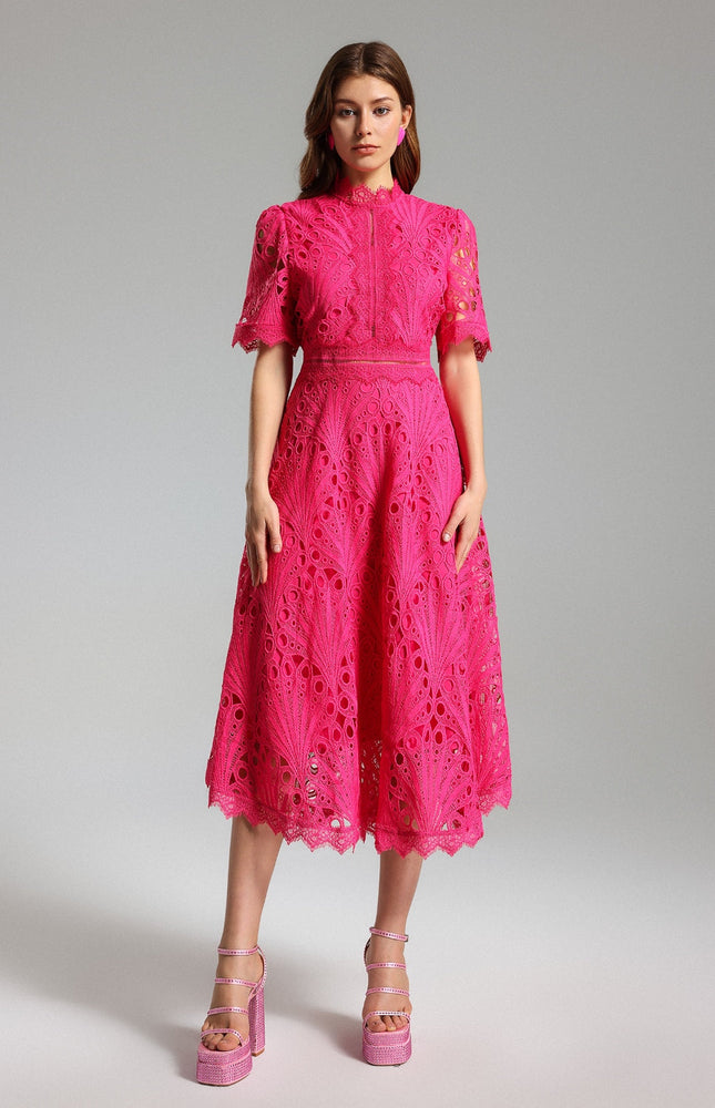 Fuşya Elegance Midi Elbise