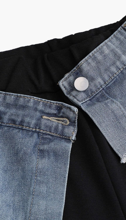 Denim Patchwork Cepli Pantolon