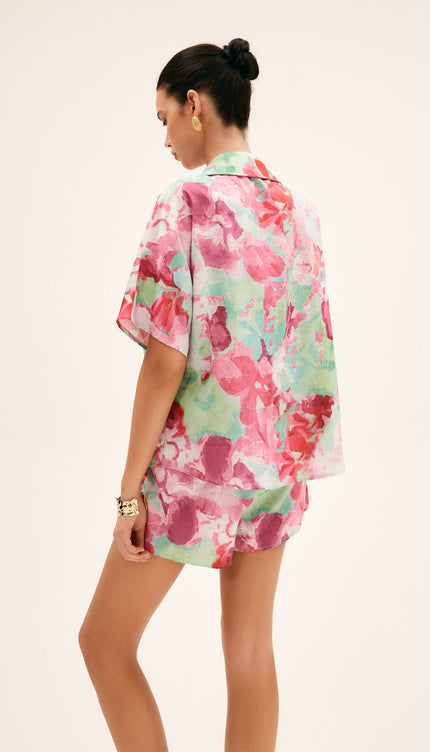 Çiçek Desenli Şort Takım