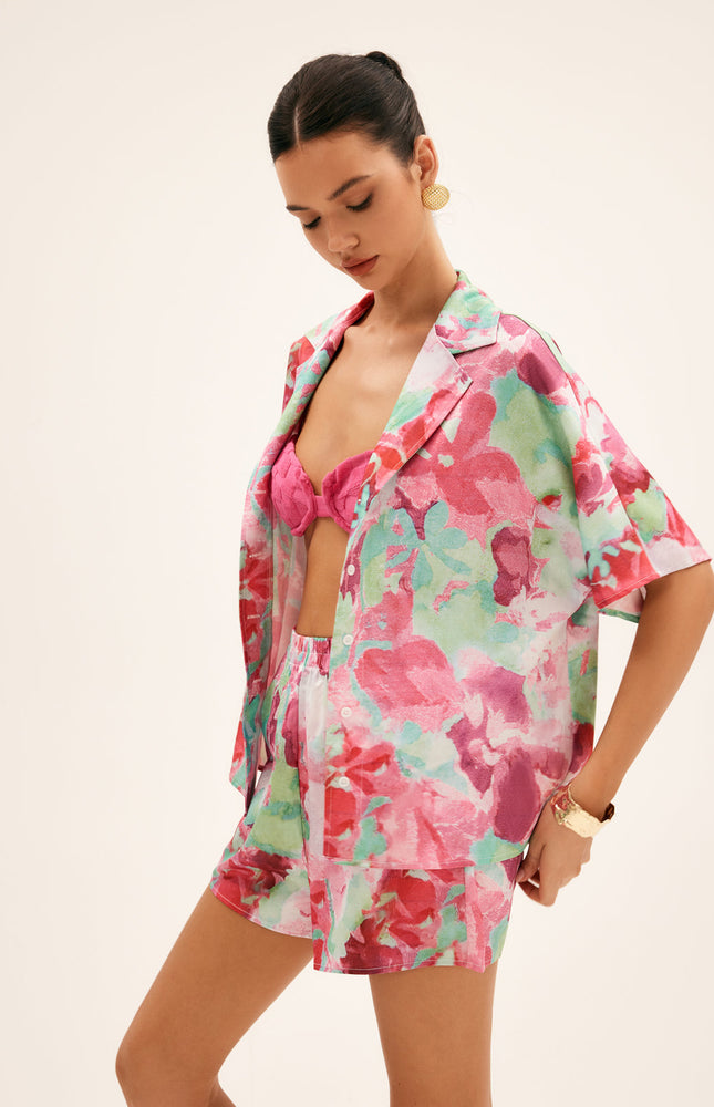 Çiçek Desenli Şort Takım