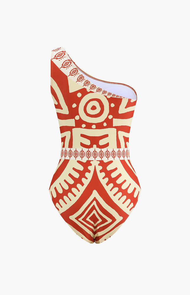 Tropikal Baskılı Tek Parça Mayo