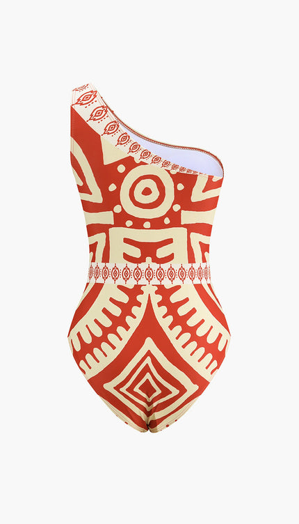 Tropikal Baskılı Tek Parça Mayo