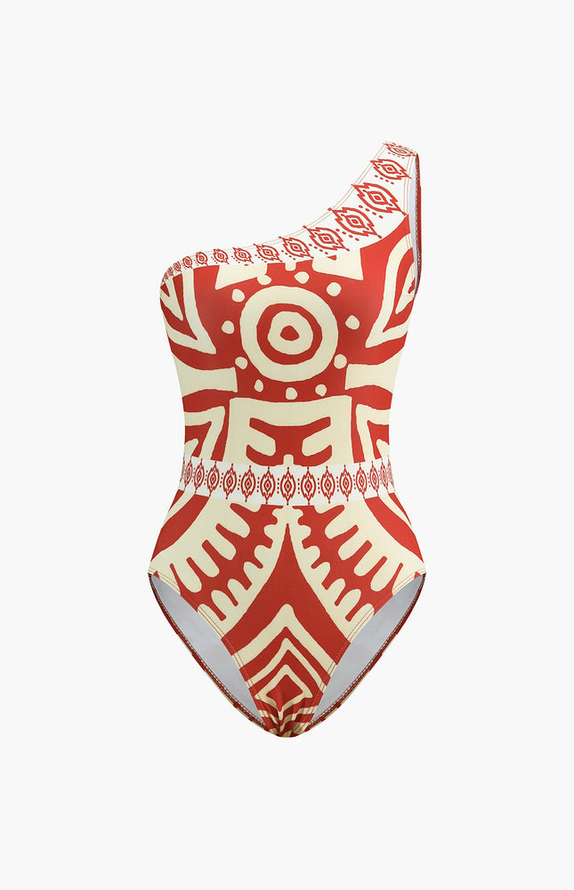 Tropikal Baskılı Tek Parça Mayo