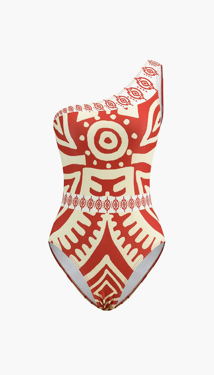 Tropikal Baskılı Tek Parça Mayo