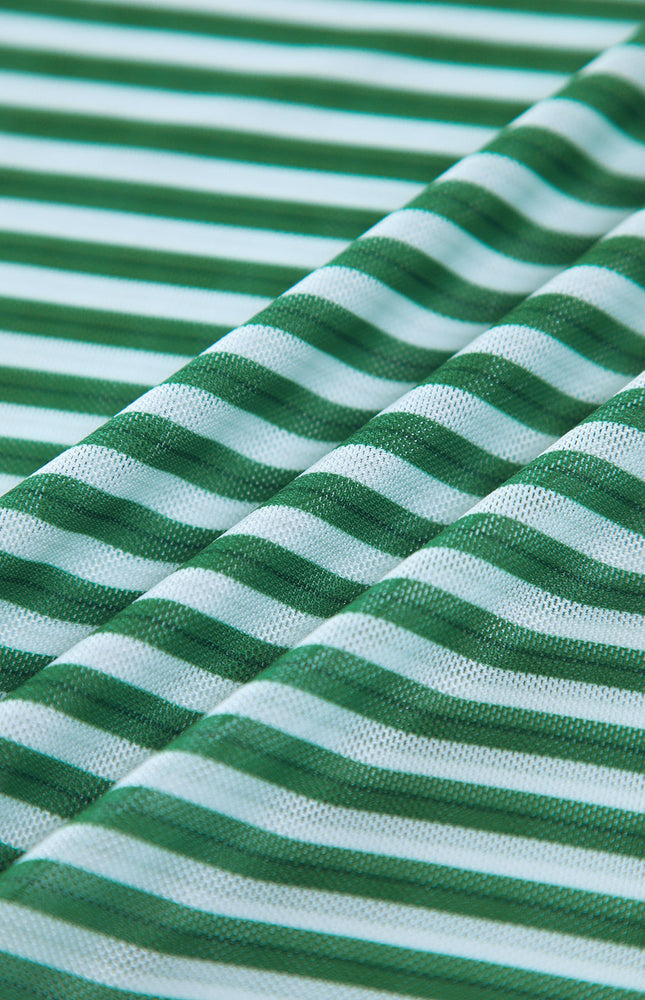 Örtü Etekli Çizgili Bikini Takımı