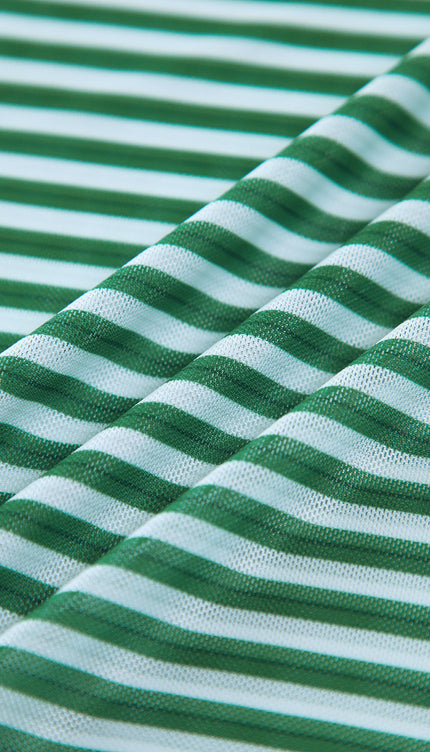 Örtü Etekli Çizgili Bikini Takımı