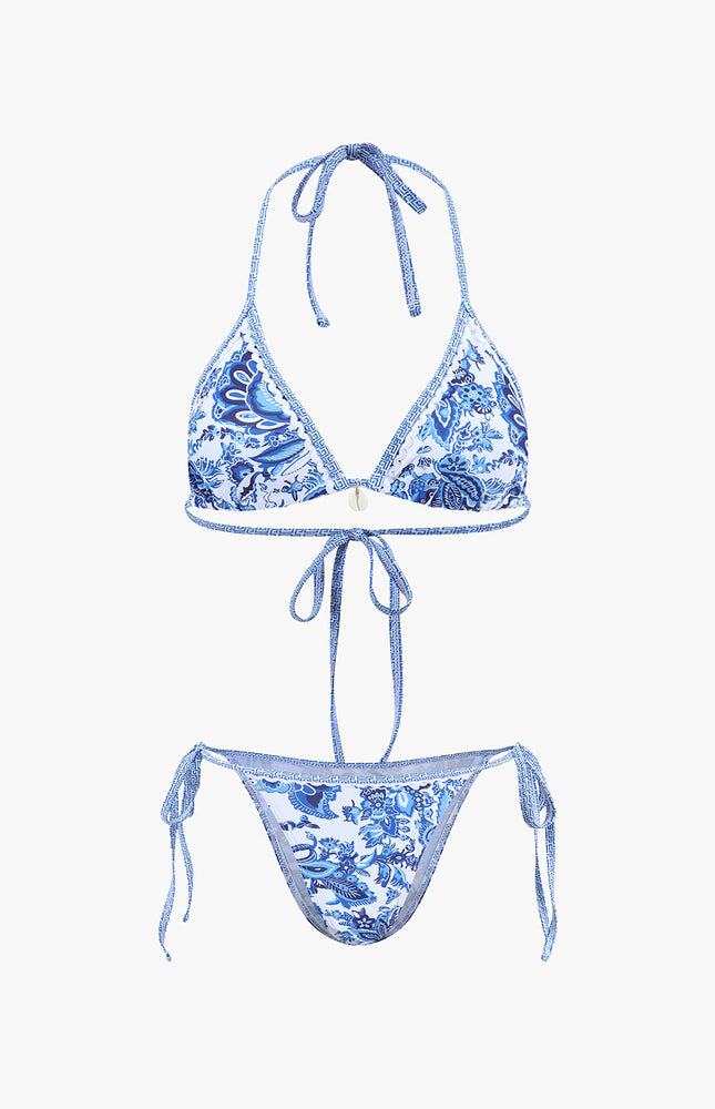 Baskılı Halter Bağlama Bikini Seti