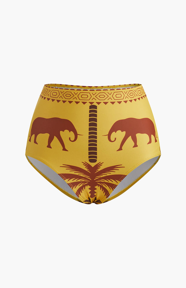 Vintage Yüksek Belli Tek Omuz Bikini Takımı