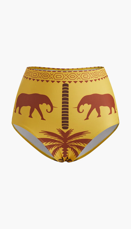 Vintage Yüksek Belli Tek Omuz Bikini Takımı