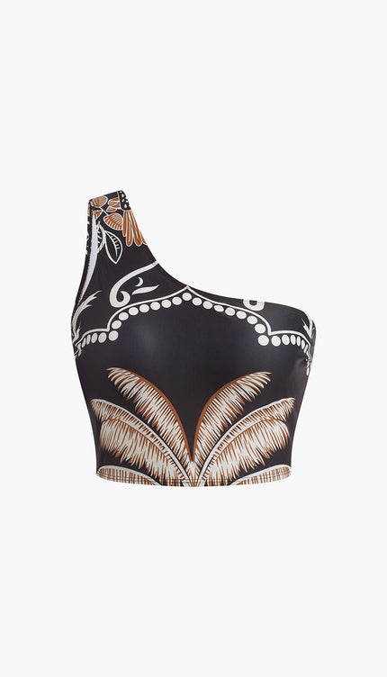 Baskılı Tek Omuz Bikini Takımı