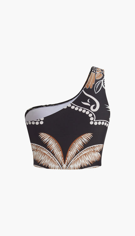 Baskılı Tek Omuz Bikini Takımı