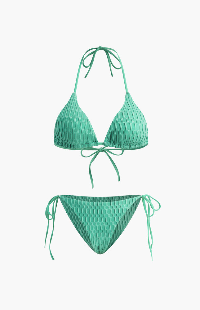 Düz Halter Düğümlü Bikini Takımı