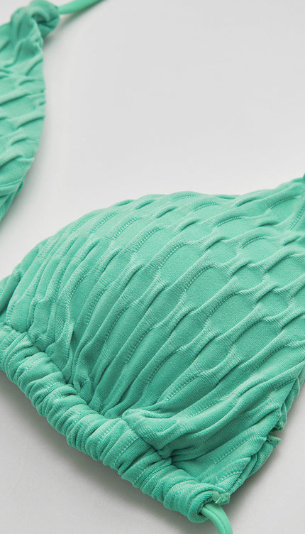 Düz Halter Düğümlü Bikini Takımı