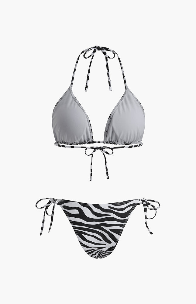 Zebra Çizgili Üçgen Bikini Takımı