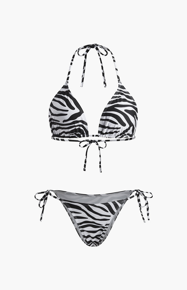 Zebra Çizgili Üçgen Bikini Takımı