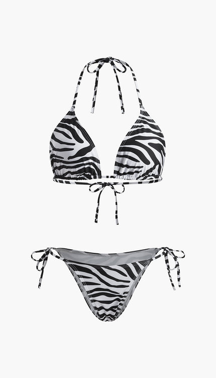 Zebra Çizgili Üçgen Bikini Takımı