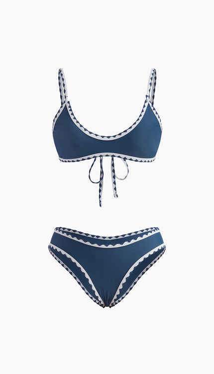 Kontrast Trim Düğümlü Bikini Seti