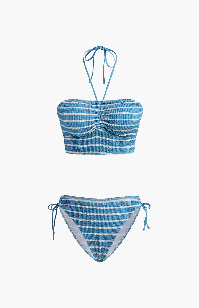 Halter Çizgili Bikini Takımı