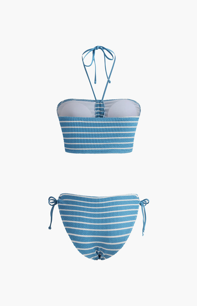Halter Çizgili Bikini Takımı