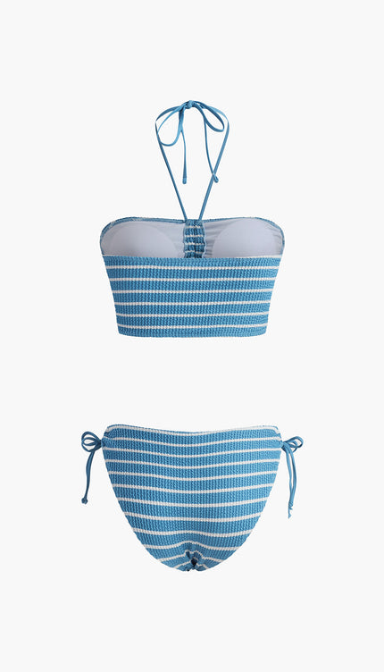 Halter Çizgili Bikini Takımı