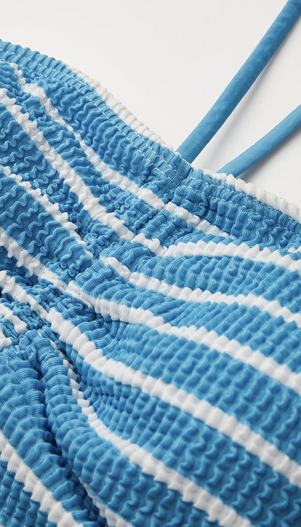 Halter Çizgili Bikini Takımı