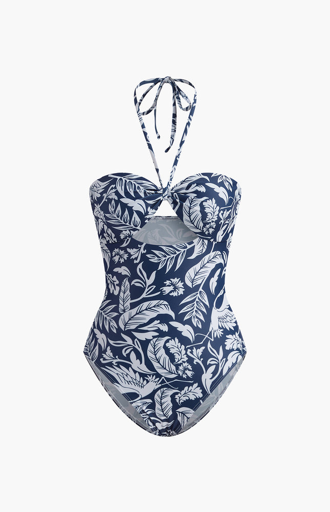 Çiçek Desenli Halter Kesimli Mayo