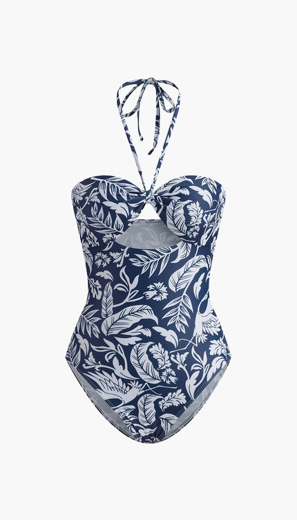 Çiçek Desenli Halter Kesimli Mayo