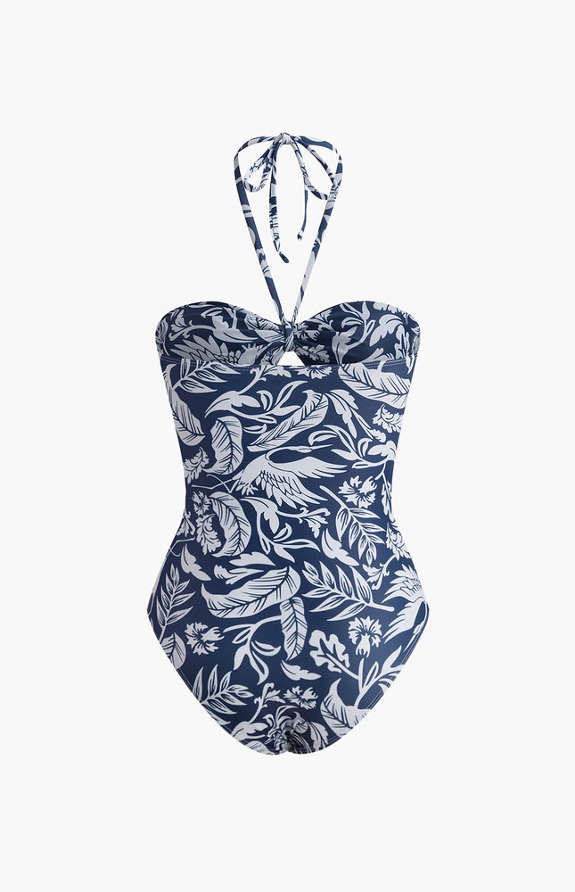 Çiçek Desenli Halter Kesimli Mayo