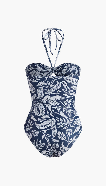 Çiçek Desenli Halter Kesimli Mayo