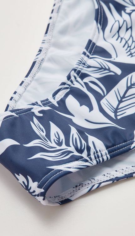 Çiçek Desenli Halter Kesimli Mayo