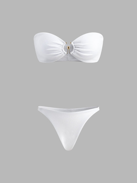 Halka Kesimli Göğüs Detay Bikini Takımı