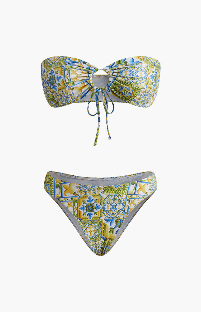 Straplez Baskı O Halka Bikini Takımı