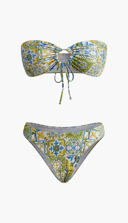 Straplez Baskı O Halka Bikini Takımı