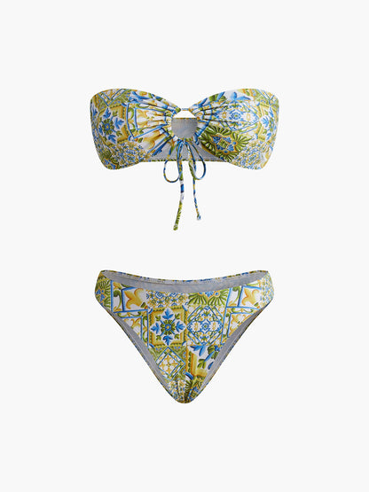 Straplez Baskı O Halka Bikini Takımı