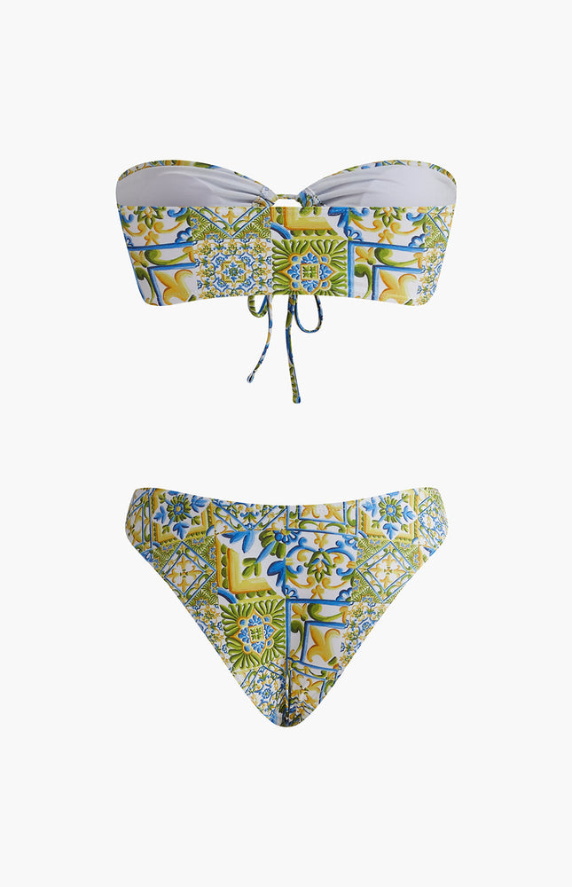 Straplez Baskı O Halka Bikini Takımı