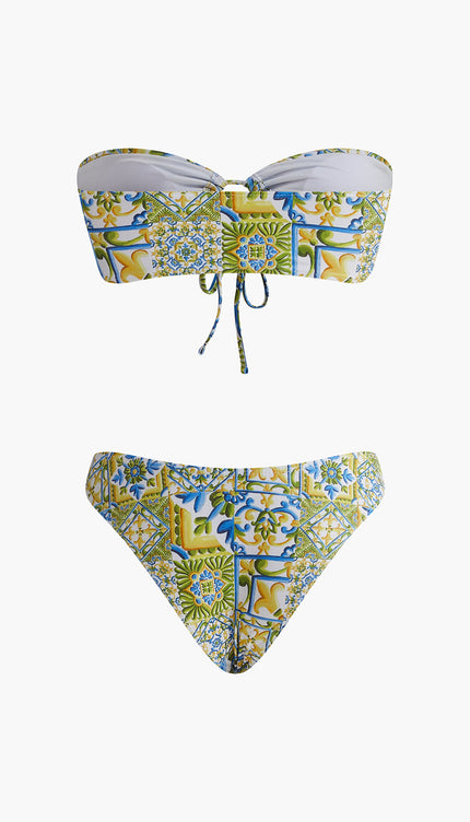 Straplez Baskı O Halka Bikini Takımı