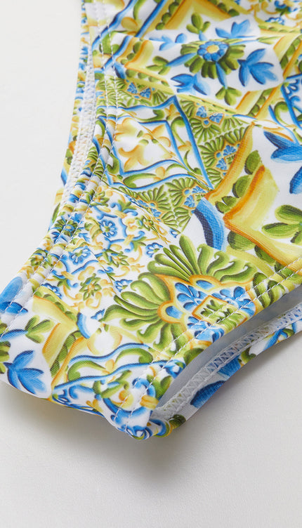 Straplez Baskı O Halka Bikini Takımı