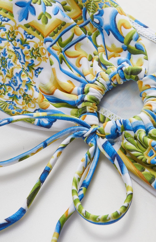 Straplez Baskı O Halka Bikini Takımı