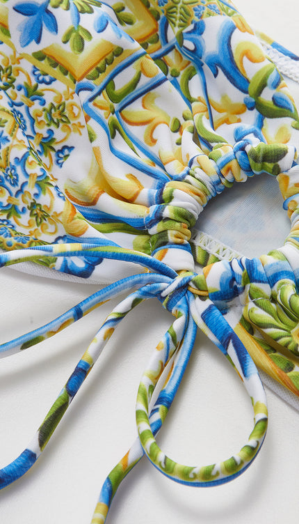 Straplez Baskı O Halka Bikini Takımı