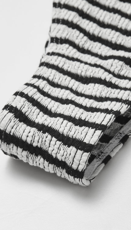 Düğümlü Çizgili Örgü Bikini Takımı