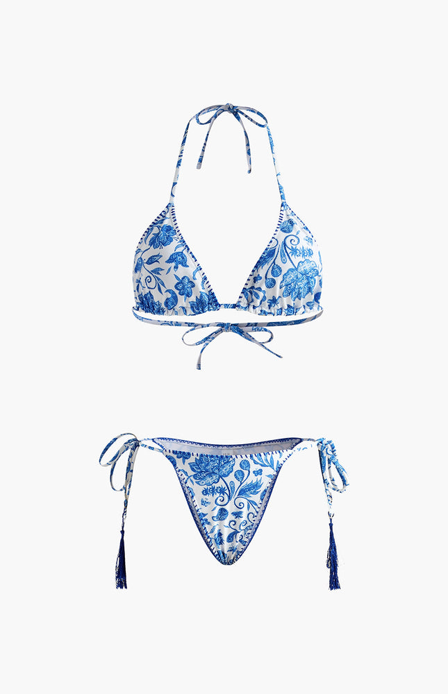 Baskılı Püsküllü Ayarlanabilir Askılı Bikini Takımı