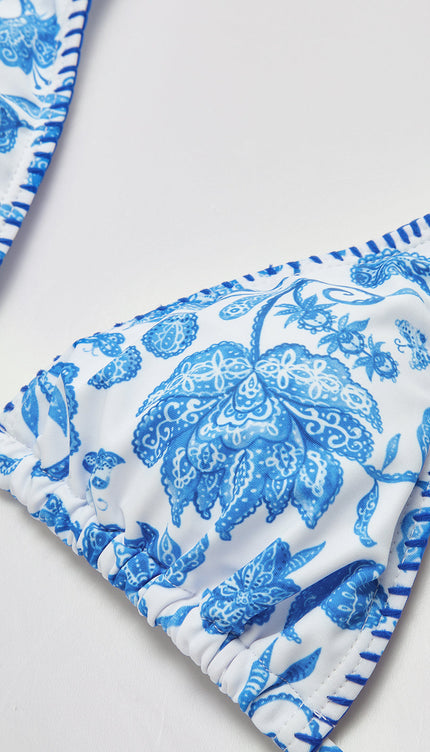 Baskılı Püsküllü Ayarlanabilir Askılı Bikini Takımı