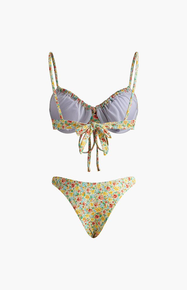Çiçek Desenli Önden Bağlamalı Bikini Takımı