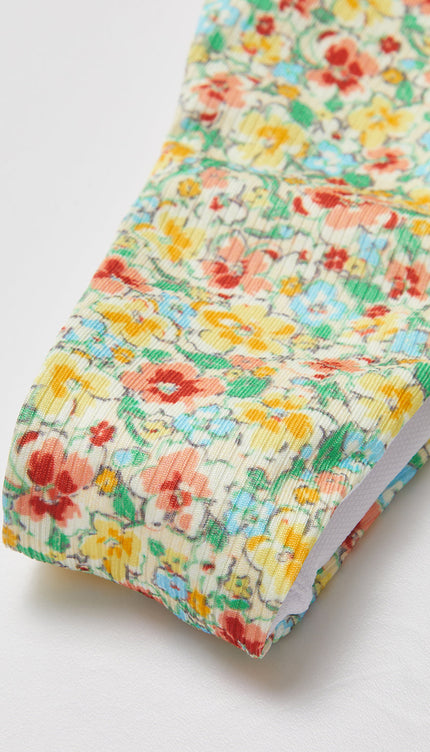 Çiçek Desenli Önden Bağlamalı Bikini Takımı