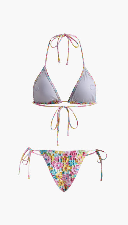 Büzgülü Baskılı Bikini Takımı