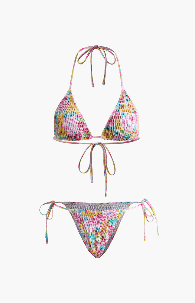 Büzgülü Baskılı Bikini Takımı