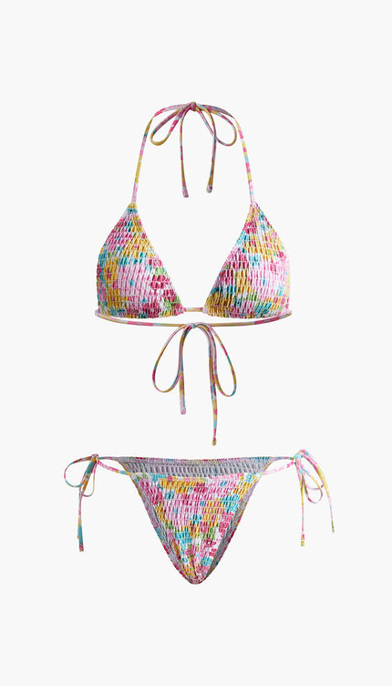 Büzgülü Baskılı Bikini Takımı