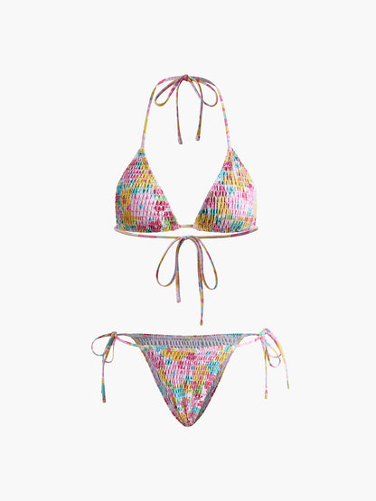 Büzgülü Baskılı Bikini Takımı