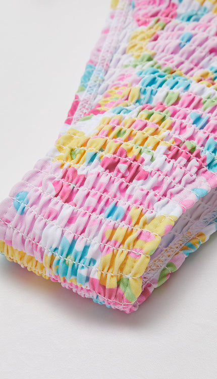 Büzgülü Baskılı Bikini Takımı