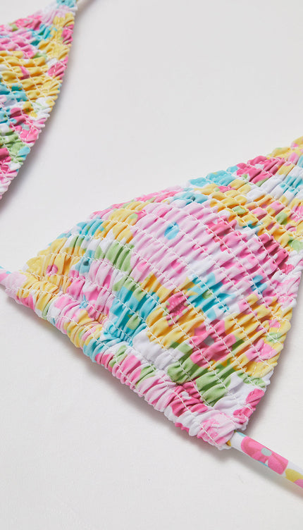 Büzgülü Baskılı Bikini Takımı